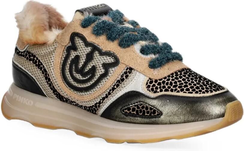 PINKO Love Birds sneakers met dierenprint Beige - Foto 2