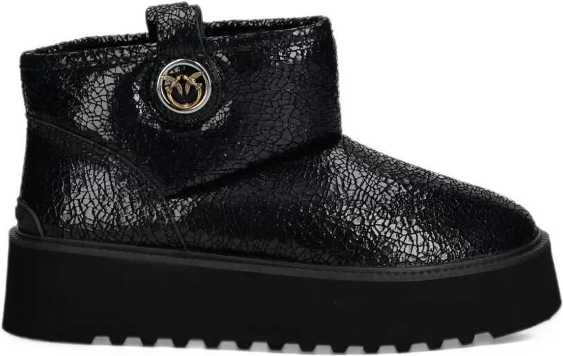 PINKO Martina 08 cracked-effect platform boots Zwart