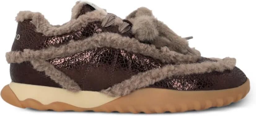PINKO Sneakers met lammy afwerking en gebarsten effect Bruin