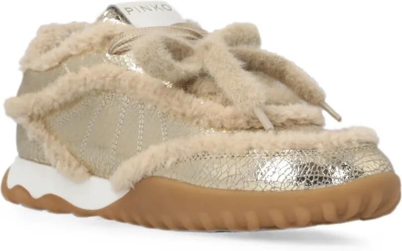 PINKO Sneakers met lammy afwerking en gebarsten effect Goud - Foto 2