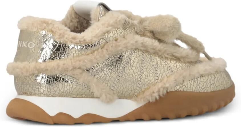 PINKO Sneakers met lammy afwerking en gebarsten effect Goud - Foto 3