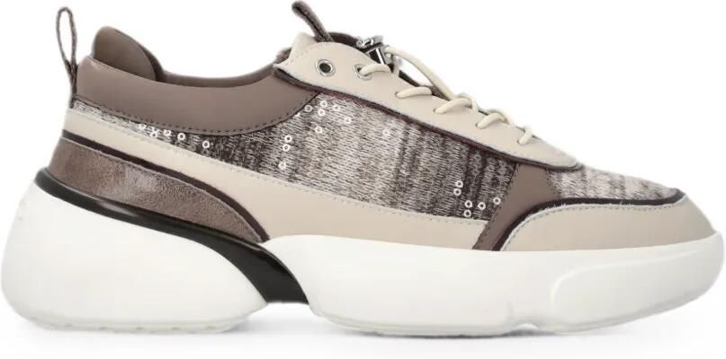 PINKO Sneakers met vlakken verfraaid met pailletten Beige