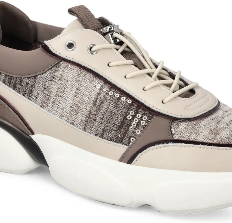 PINKO Sneakers met vlakken verfraaid met pailletten Beige - Foto 2