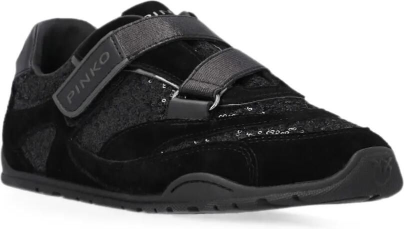 PINKO Sneakers verfraaid met pailletten en klittenband Zwart