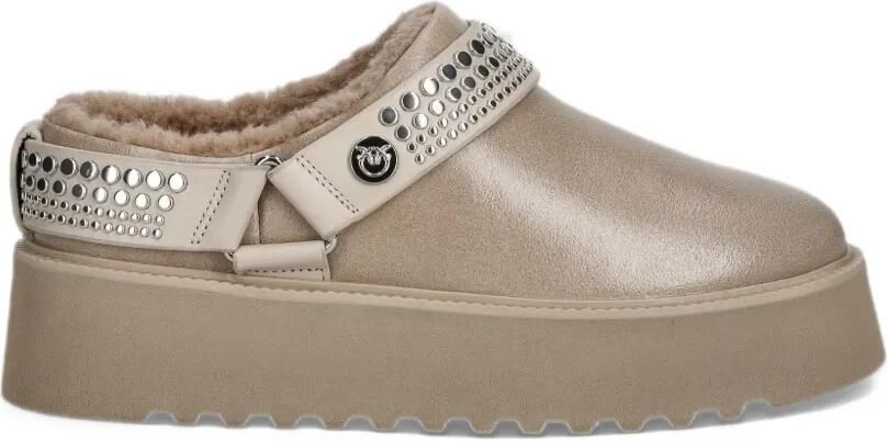 PINKO studded platform slippers Beige