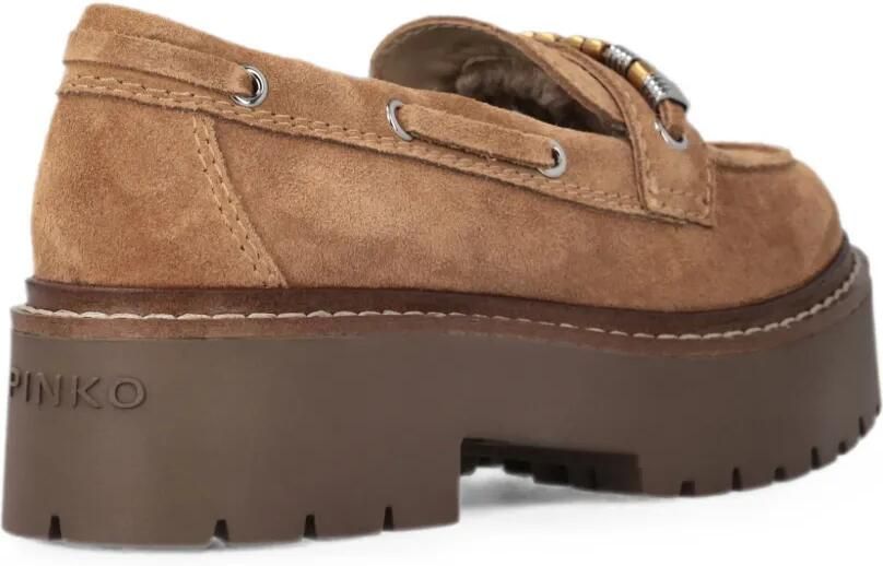 PINKO Suède loafers met verfraaid logo Beige - Foto 2