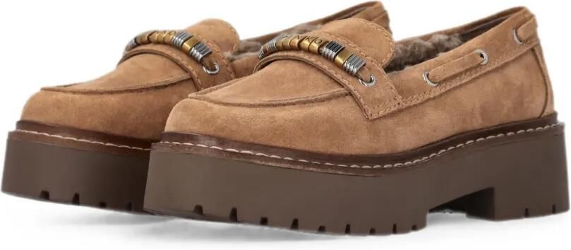 PINKO Suède loafers met verfraaid logo Beige - Foto 4