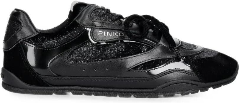 PINKO Yulia 01 leren sneakers met vlakken en logoplakkaat Zwart