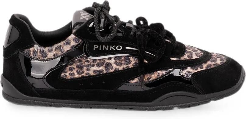 PINKO Yulia 01 sneakers met luipaard-print en vlakken Zwart