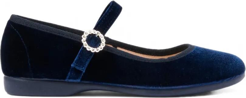 Pisamonas Fluwelen ballerina's met kristallen gesp Blauw