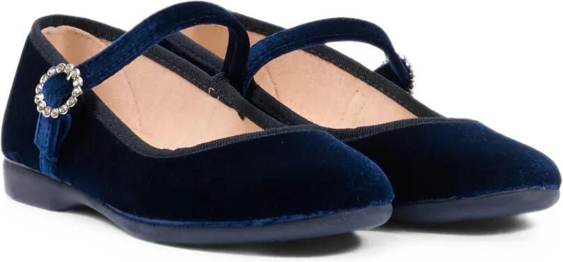 Pisamonas Fluwelen ballerina's met kristallen gesp Blauw - Foto 4
