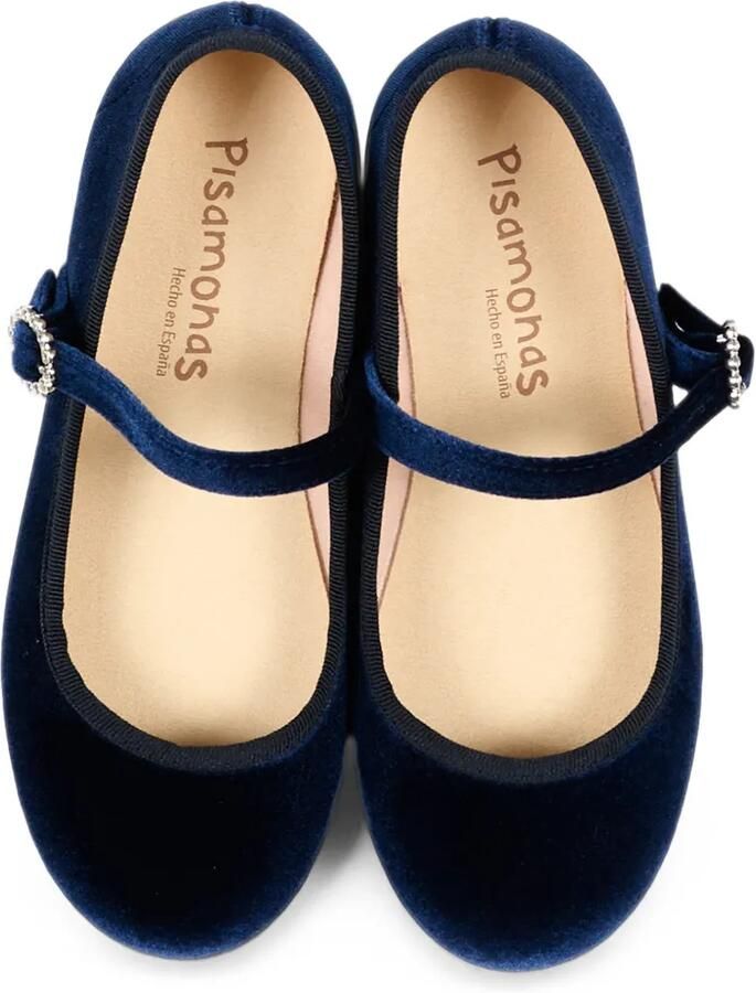 Pisamonas Fluwelen ballerina's met kristallen gesp Blauw - Foto 2