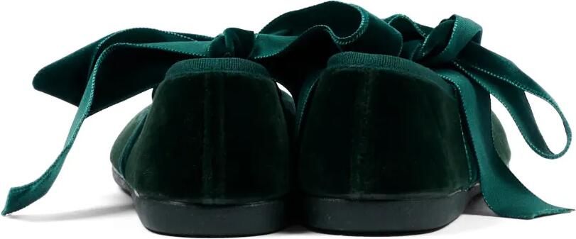 Pisamonas Fluwelen ballerina's met strikdetail Groen