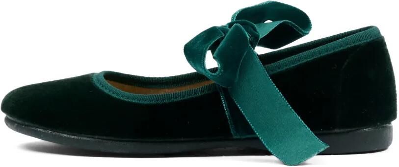 Pisamonas Fluwelen ballerina's met strikdetail Groen - Foto 5