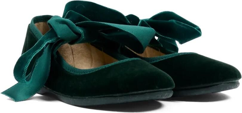 Pisamonas Fluwelen ballerina's met strikdetail Groen - Foto 3