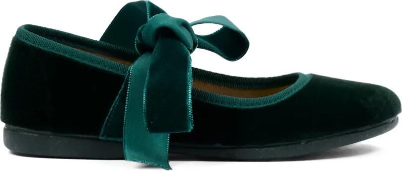 Pisamonas Fluwelen ballerina's met strikdetail Groen - Foto 4