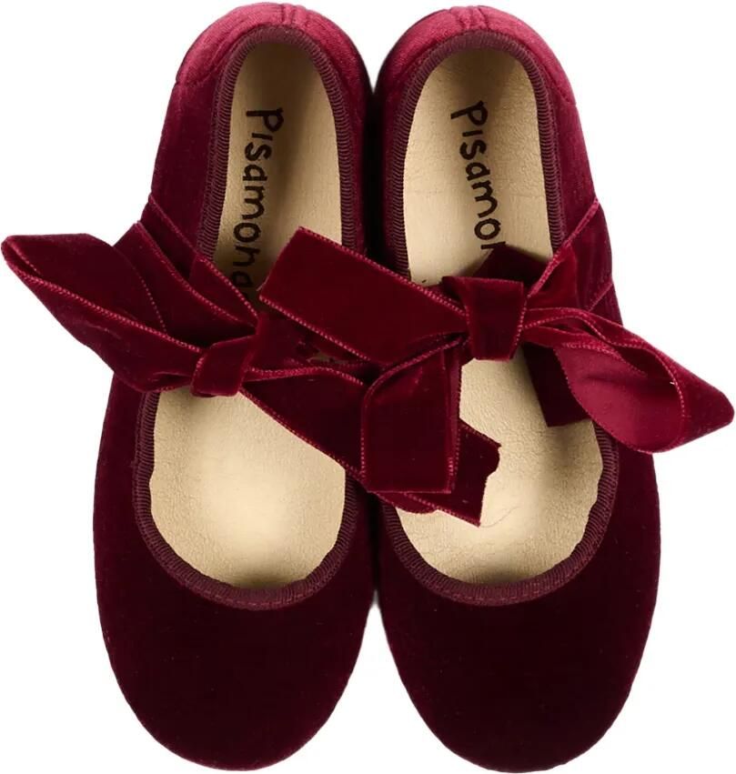 Pisamonas Fluwelen ballerina's met strikdetail Rood - Foto 2
