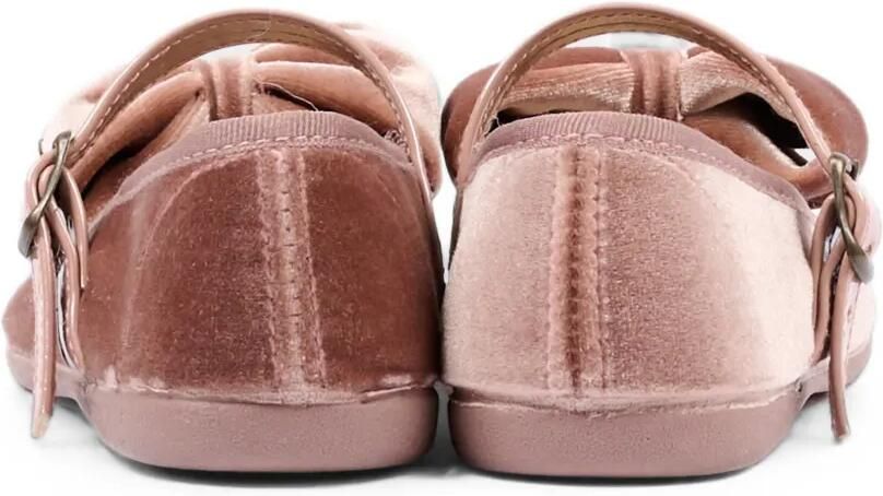 Pisamonas Fluwelen ballerina's met strikdetail Roze
