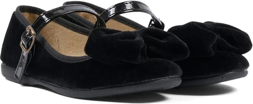 Pisamonas Fluwelen ballerina's met strikdetail Zwart