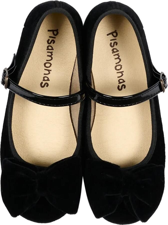 Pisamonas Fluwelen ballerina's met strikdetail Zwart - Foto 2