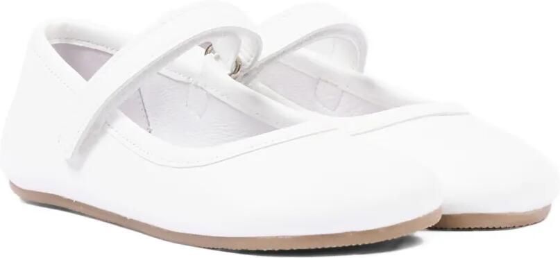 Pisamonas Leren ballerina's met klittenband Wit
