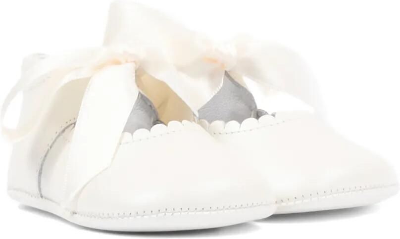 Pisamonas scalloped ribbon-fastening ballet flats Beige
