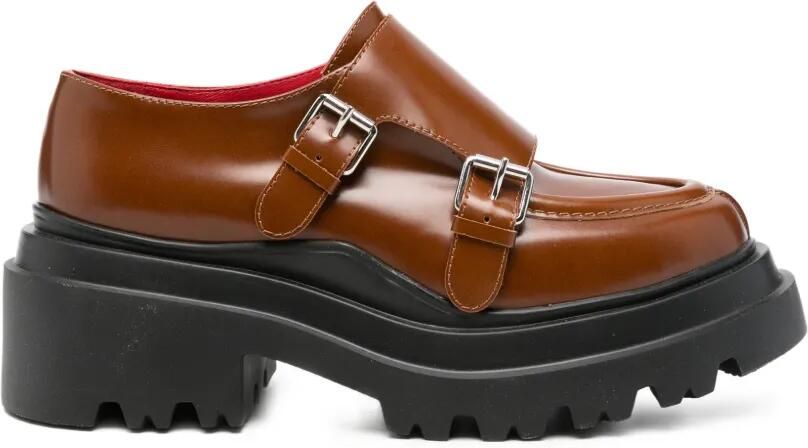 Plan C Loafers met grove zool en gesp Bruin - Foto 4