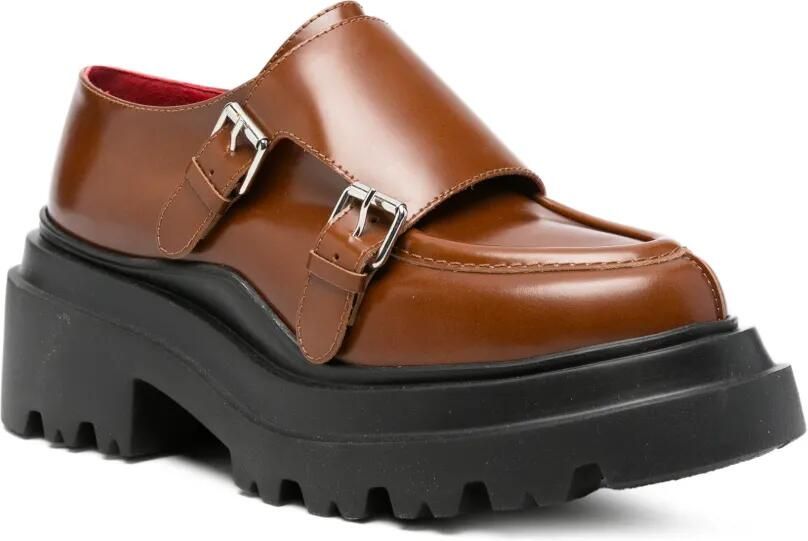 Plan C Loafers met grove zool en gesp Bruin - Foto 2
