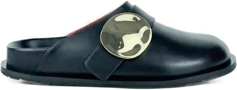 Plan C Fussbett plaque flat mules Zwart