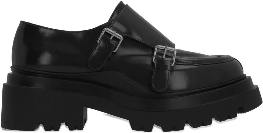 Plan C Loafers met plateauzool en dubbele gesp Zwart
