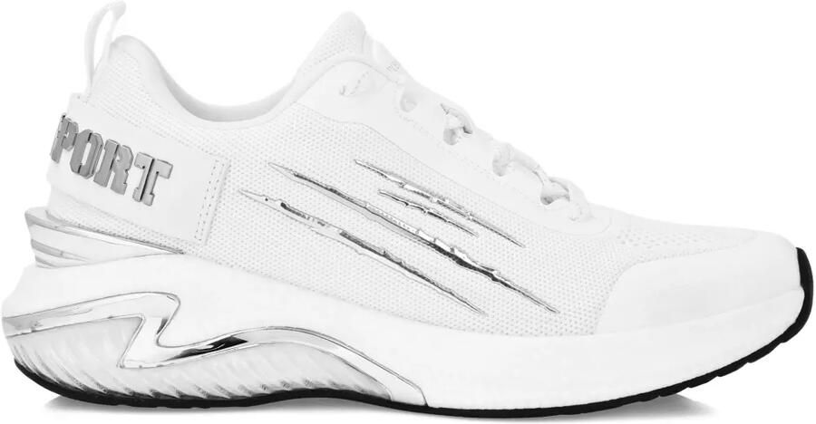 Plein Sport Mesh sneakers met metallic streep Wit