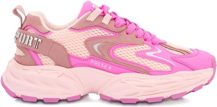 Plein Sport Pulse X sneakers met mesh en tekst Roze
