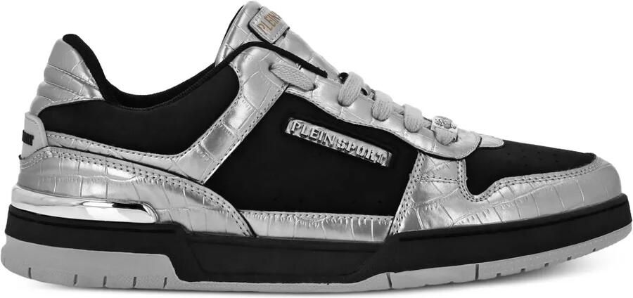 Plein Sport Sneakers met vlakken en krokodillen-reliëf Zwart