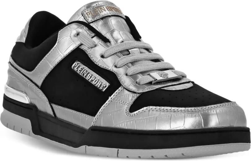 Plein Sport Sneakers met vlakken en krokodillen-reliëf Zwart - Foto 4