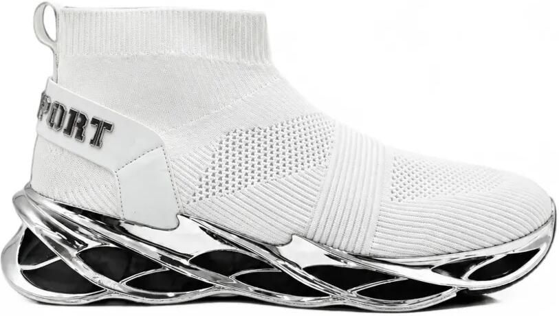 Plein Sport Sock metallic-trim sneakers Wit