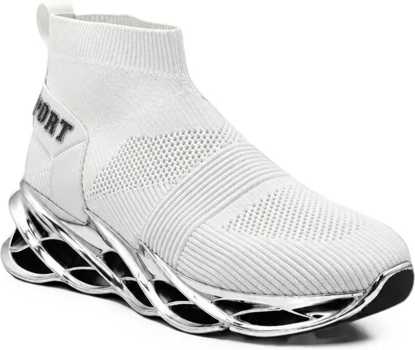 Plein Sport Sock metallic-trim sneakers Wit - Foto 2
