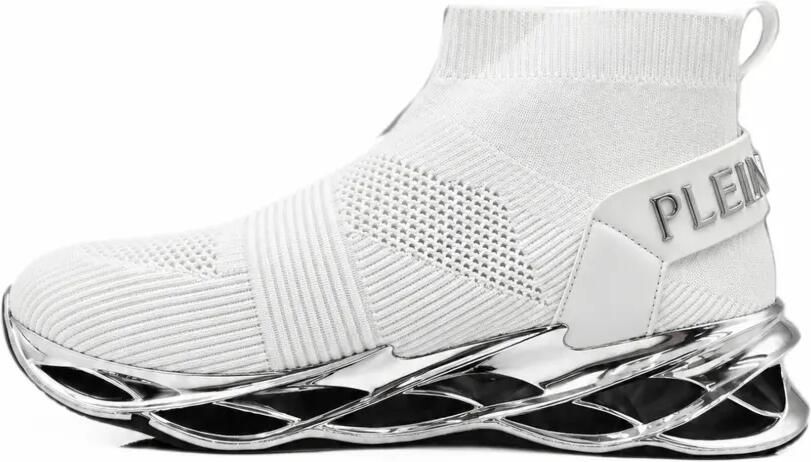 Plein Sport Sock metallic-trim sneakers Wit - Foto 3