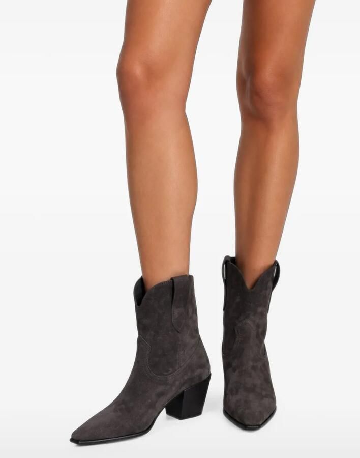 Poche Paris Čizme pointed-toe suede cowboy boots Grijs - Foto 2