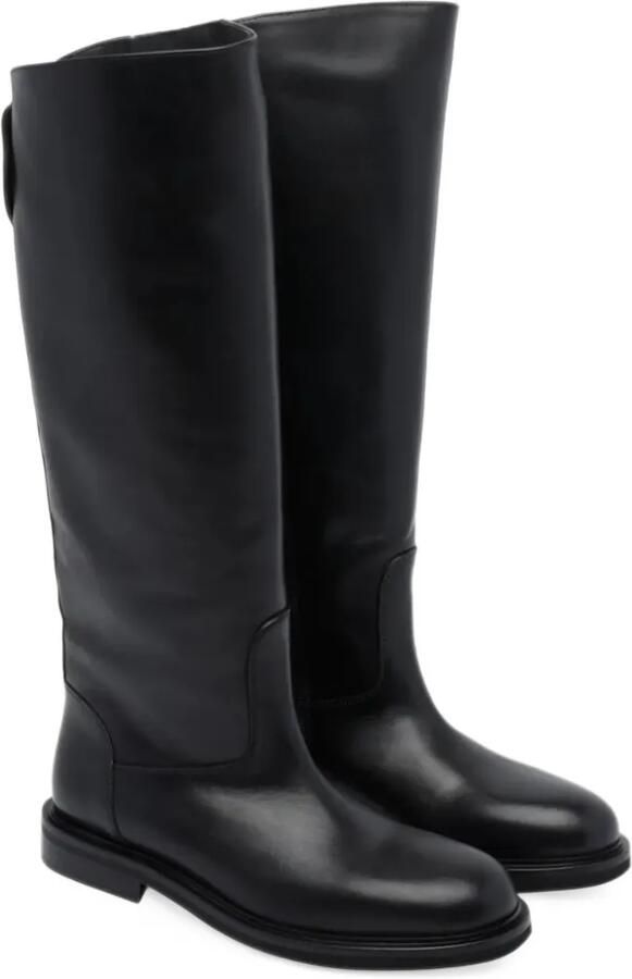 POEVE Eve snap-button flap knee-high boots Zwart