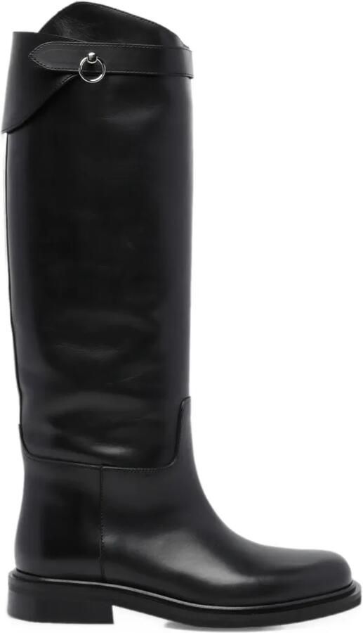 POEVE Fibi buckle-strap knee-high boots Zwart