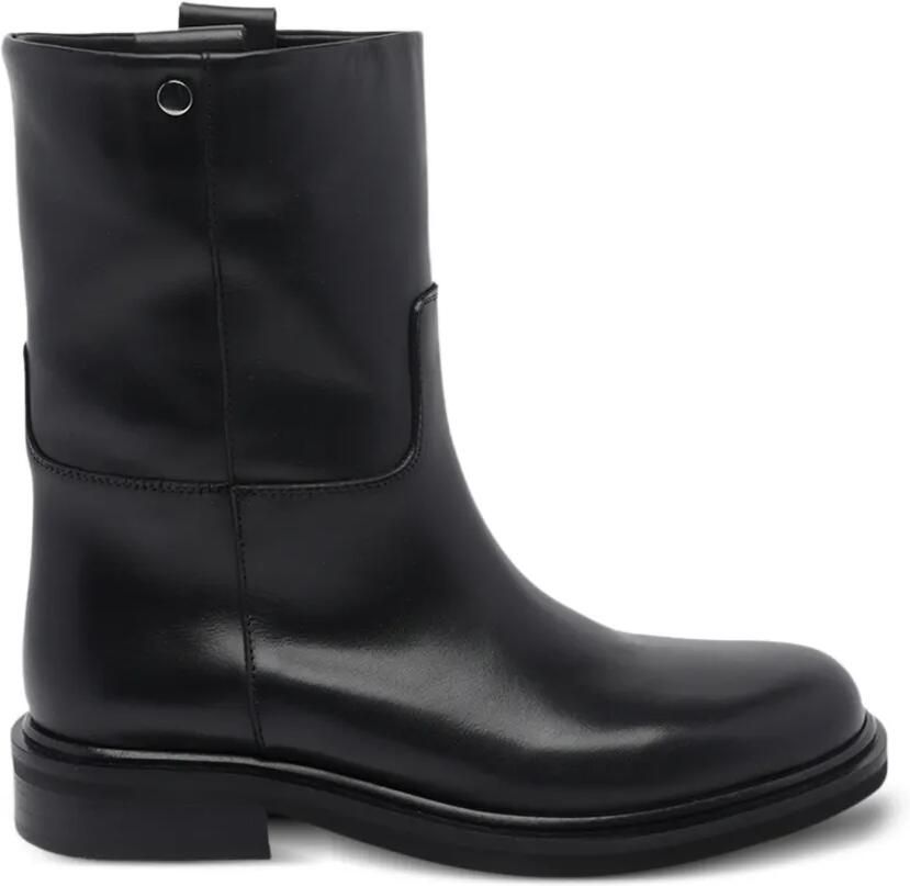POEVE Liva kalfsleren enkellaarzen met ronde neus Zwart - Foto 4