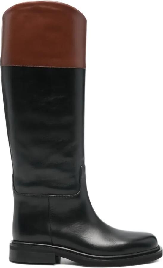 POEVE two-tone knee-high boots Zwart