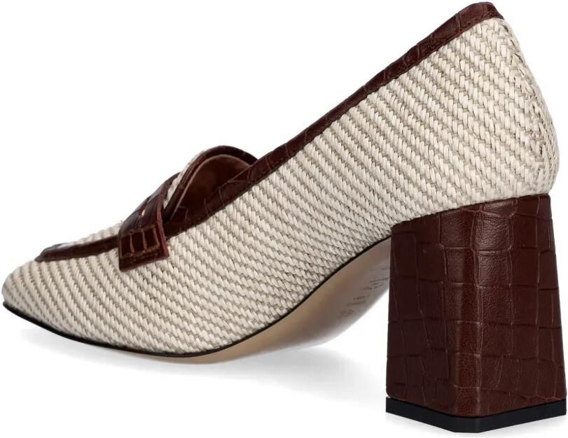 Pollini Camber geweven pumps met krokodillen-reliëf Beige - Foto 3