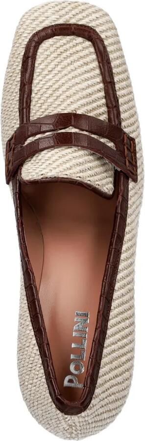 Pollini Camber geweven pumps met krokodillen-reliëf Beige - Foto 4