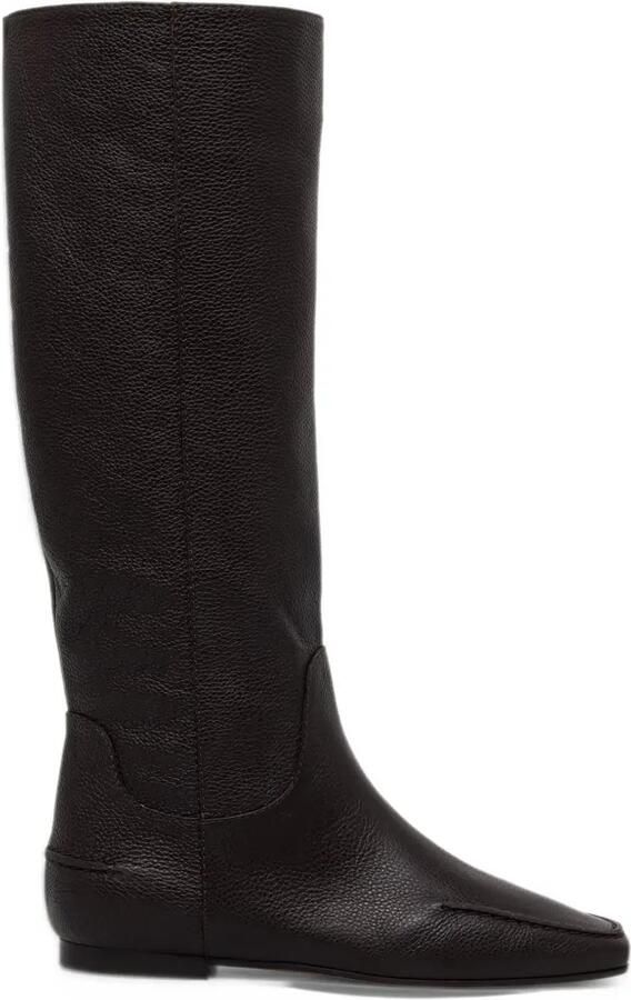 Pollini leather square-toe boots Zwart