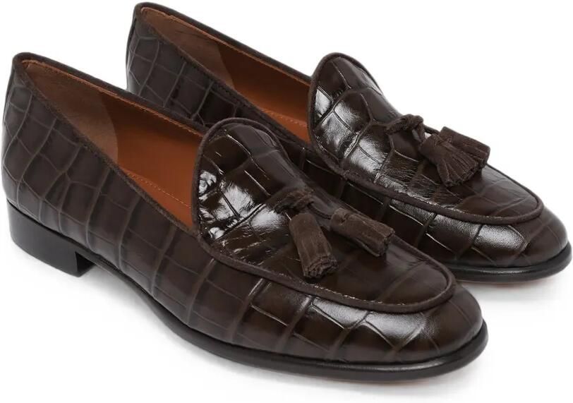 Pollini Outline Belgian loafers met krokodillen-effect en kwastje Bruin - Foto 3