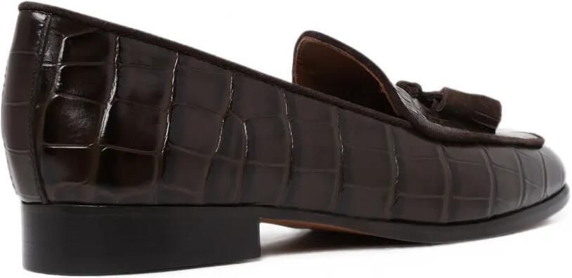 Pollini Outline Belgian loafers met krokodillen-effect en kwastje Bruin - Foto 4