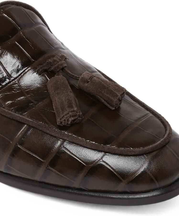 Pollini Outline Belgian loafers met krokodillen-effect en kwastje Bruin - Foto 2