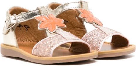 Pom D'api Sandalen met bloe applicatie Roze