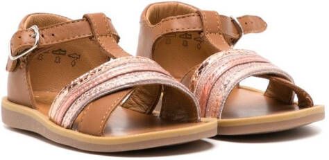 Pom D'api Sandalen met metallic-effect Bruin